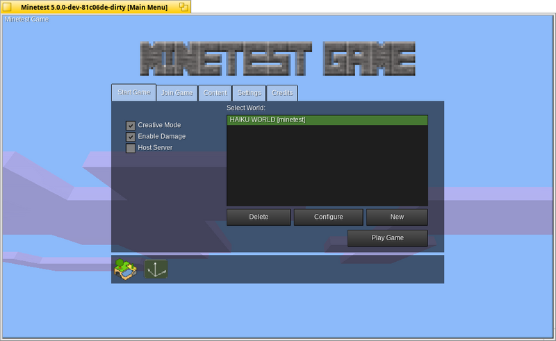 Schermata di minetest