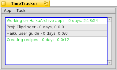 Schermata di timetracker