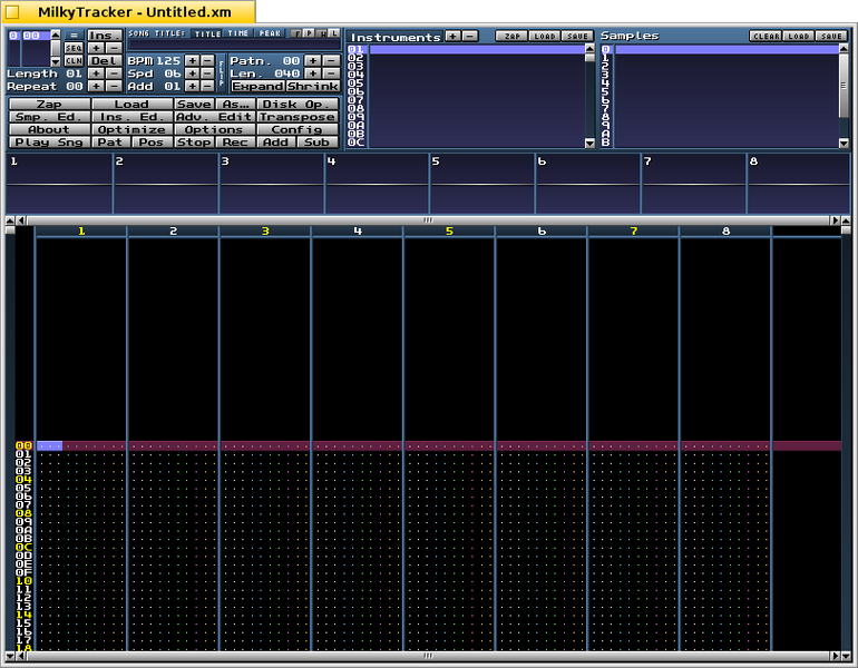 Schermata di milkytracker