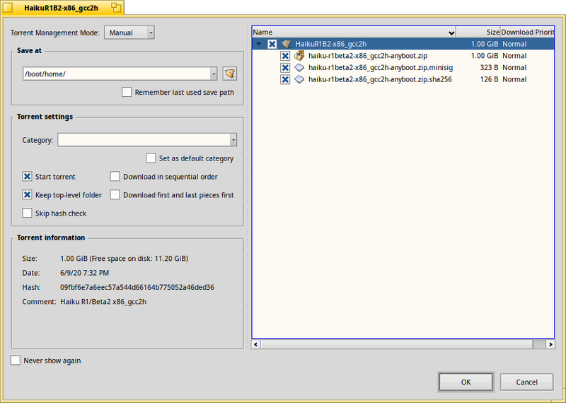 Schermata di qbittorrent