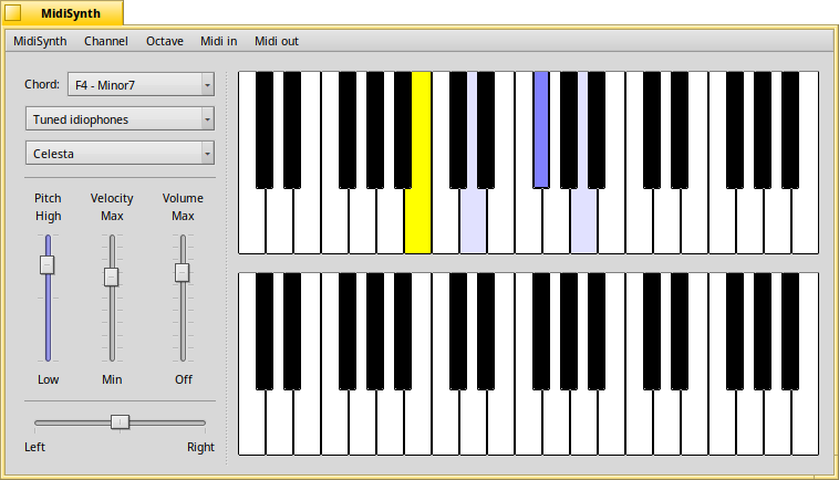Schermata di midisynth