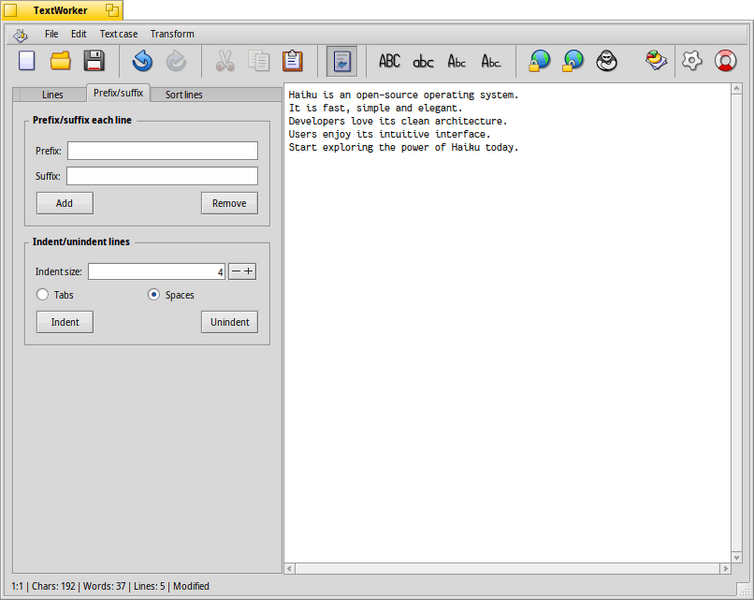Schermata di textworker
