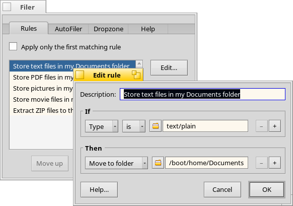 Schermata di filer