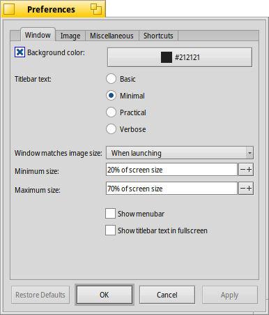Schermata di qview