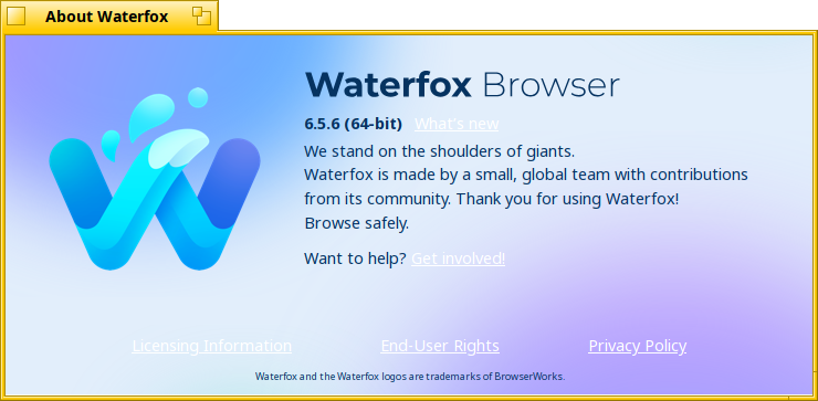 Schermata di waterfox_bin