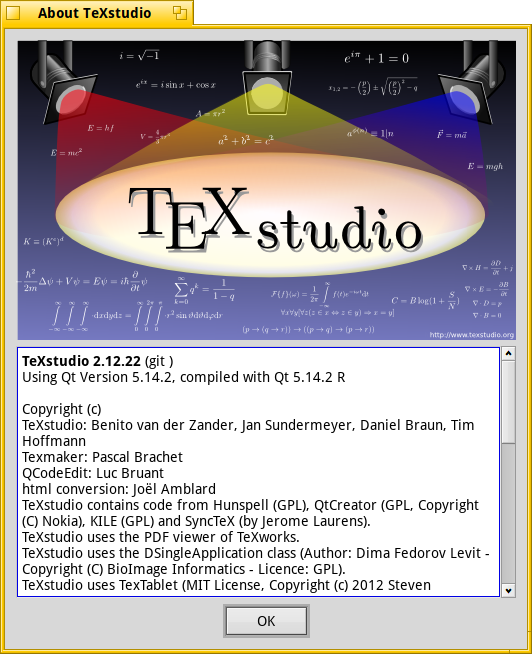 Schermata di texstudio
