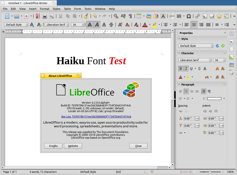 Schermata di libreoffice
