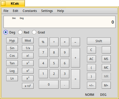 Schermata di kcalc