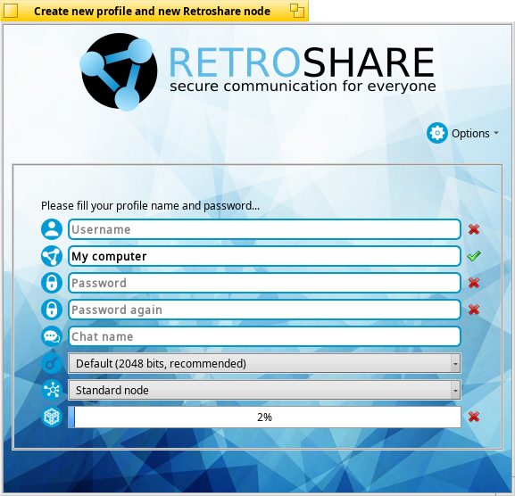 Schermata di retroshare