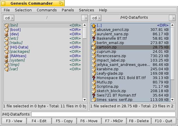 Schermata di genesis_commander