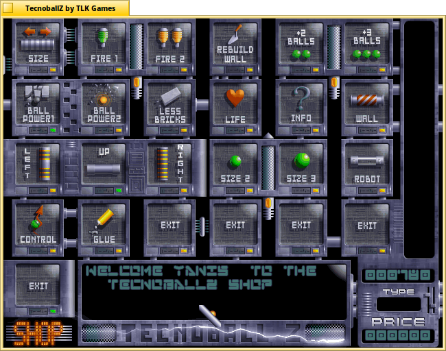 Schermata di tecnoballz