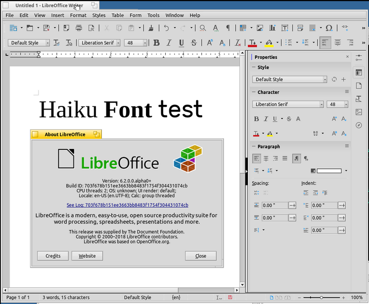 Schermata di libreoffice