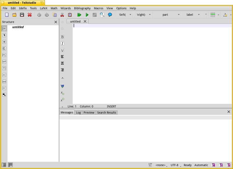 Schermata di texstudio