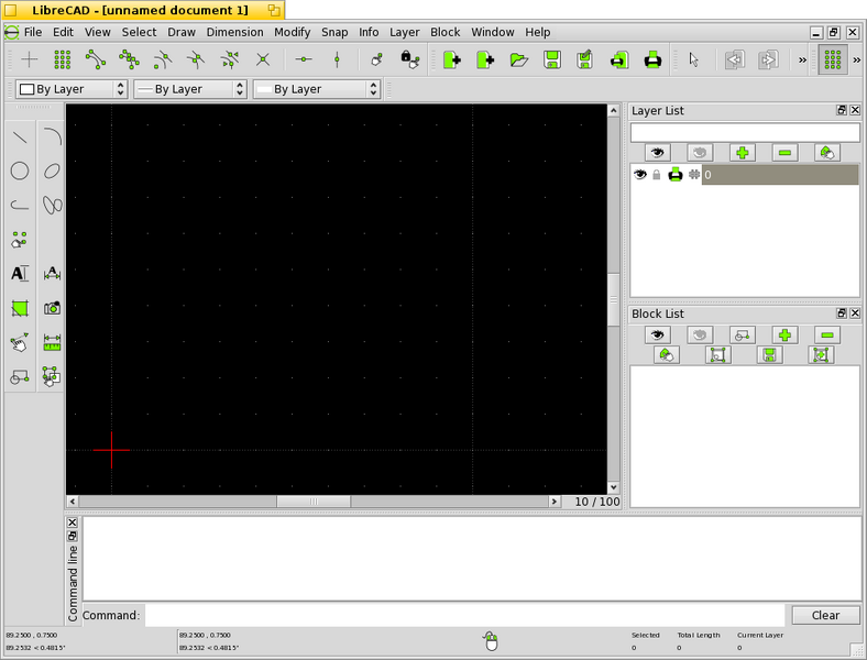 Schermata di librecad