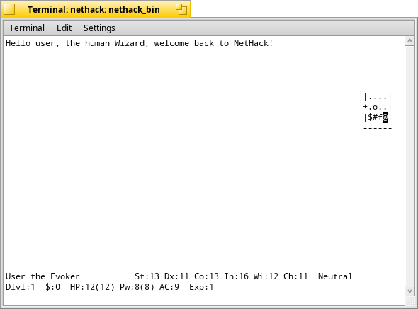Schermata di nethack