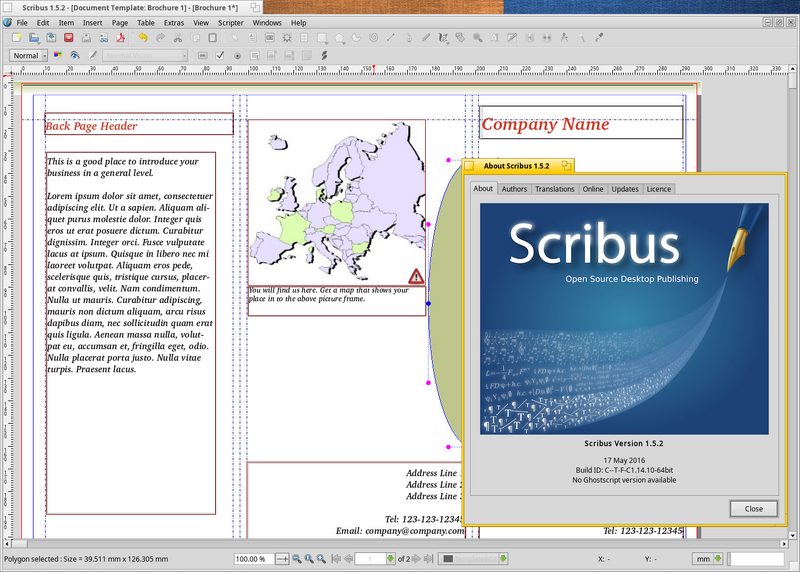 Schermata di scribus