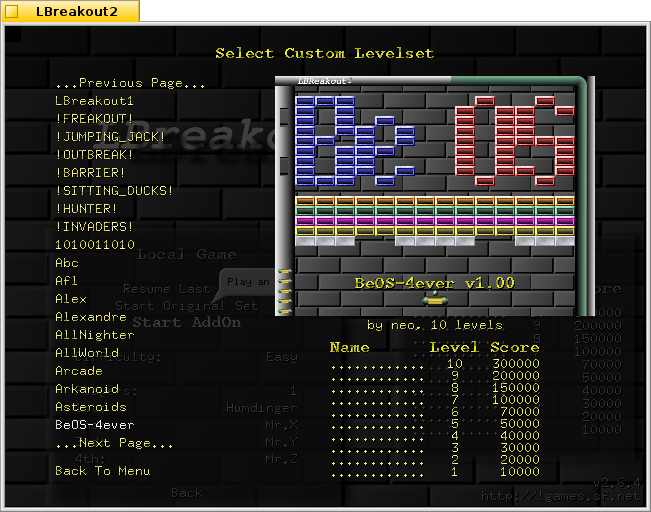 Schermata di lbreakout2