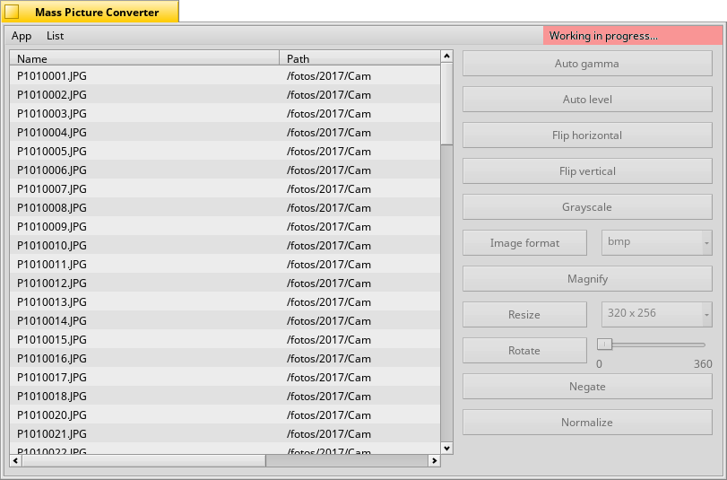 Schermata di masspictureconverter