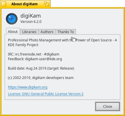 Schermata di digikam