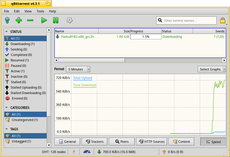 Schermata di qbittorrent
