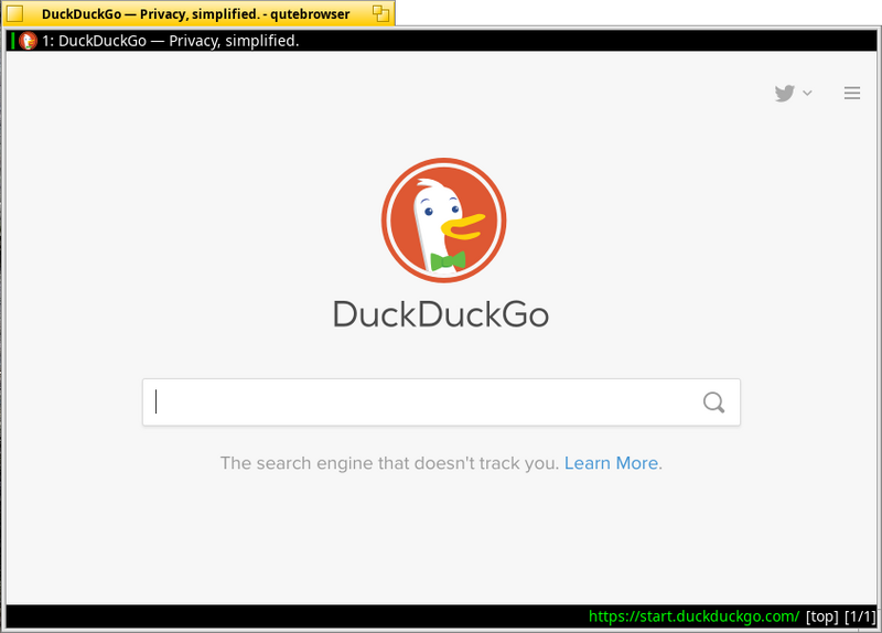 Schermata di qutebrowser