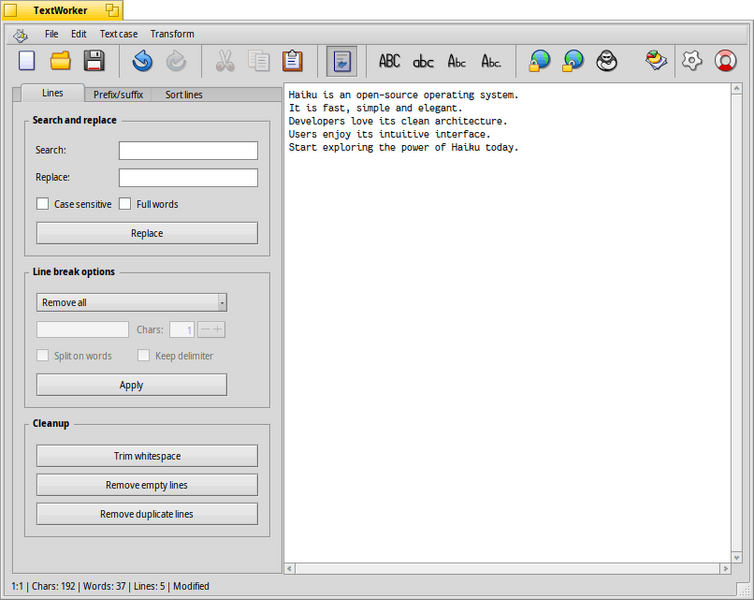 Schermata di textworker
