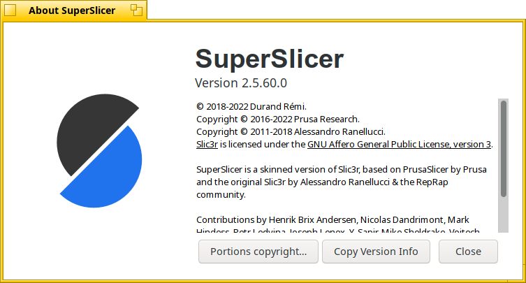Schermata di superslicer