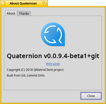Schermata di quaternion