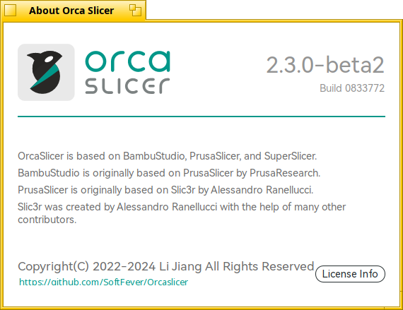 Schermata di orcaslicer