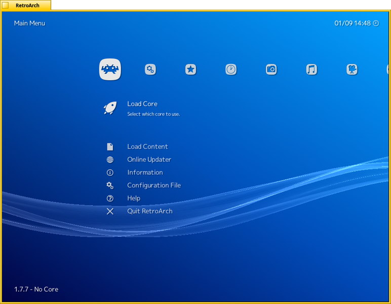 Schermata di retroarch
