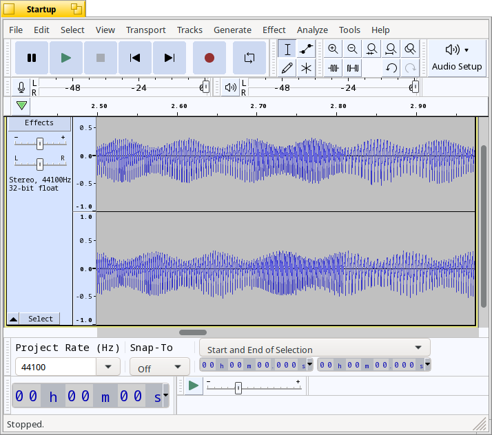 Schermata di audacity