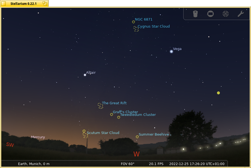 Schermata di stellarium